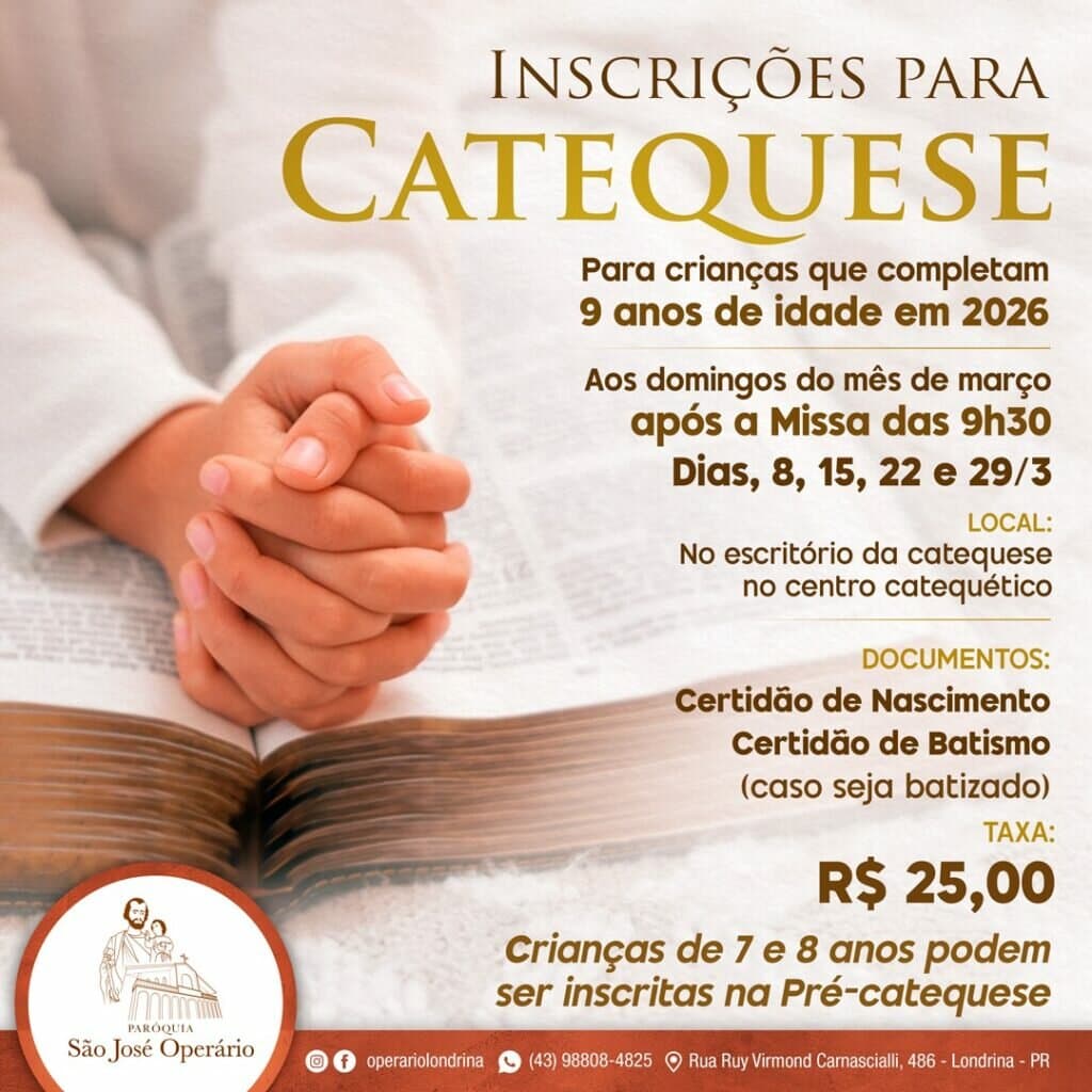 INSCRIÇÕES DA CATEQUESE