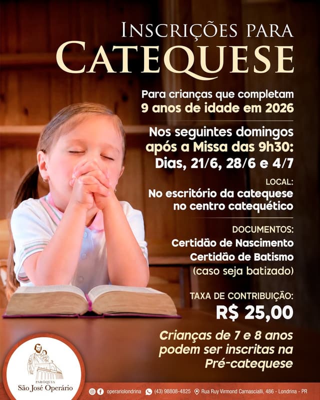 INSCRIÇÕES DA CATEQUESE - 2026